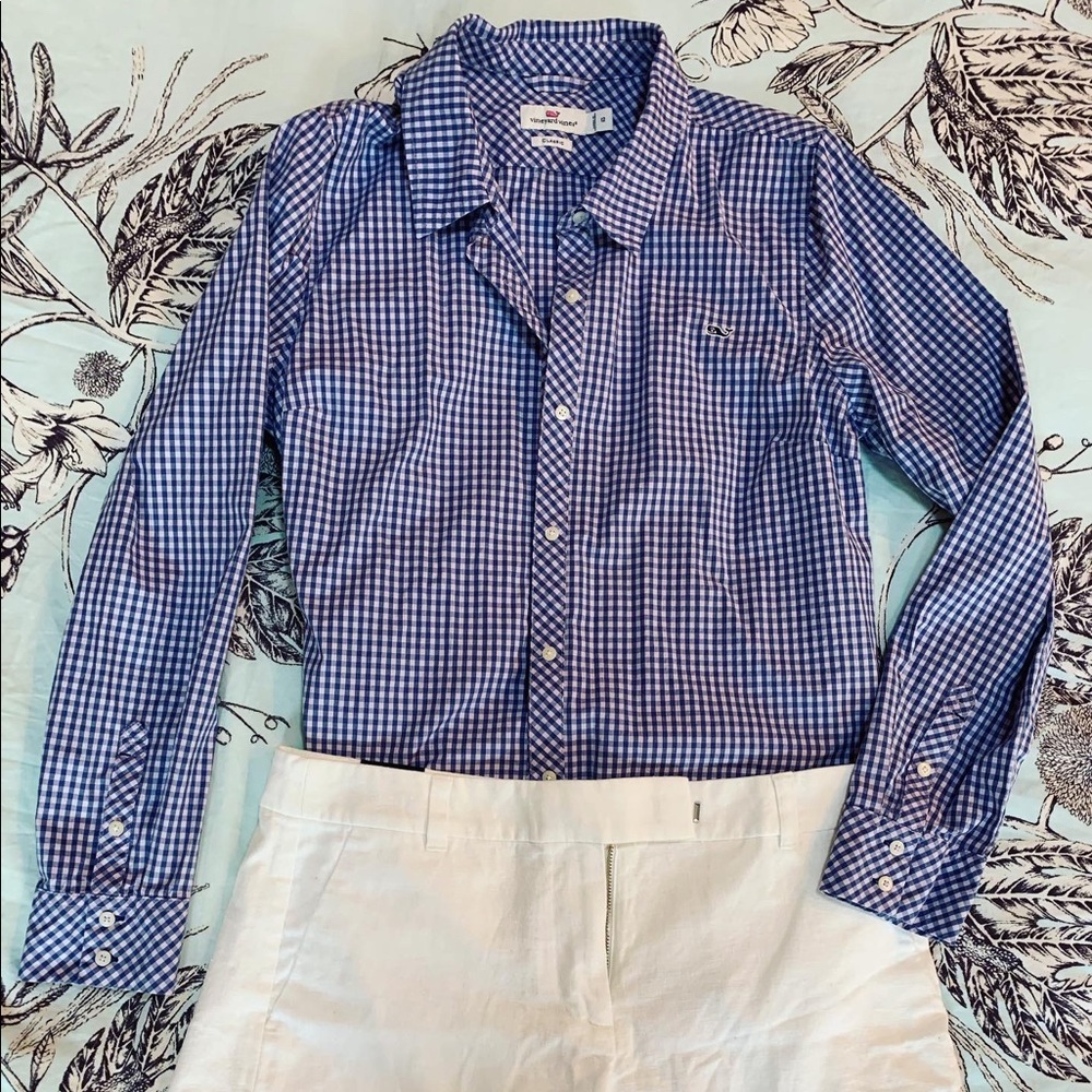 Vineyard Vines class fit blue checkered button down size 12 $78-> $39.